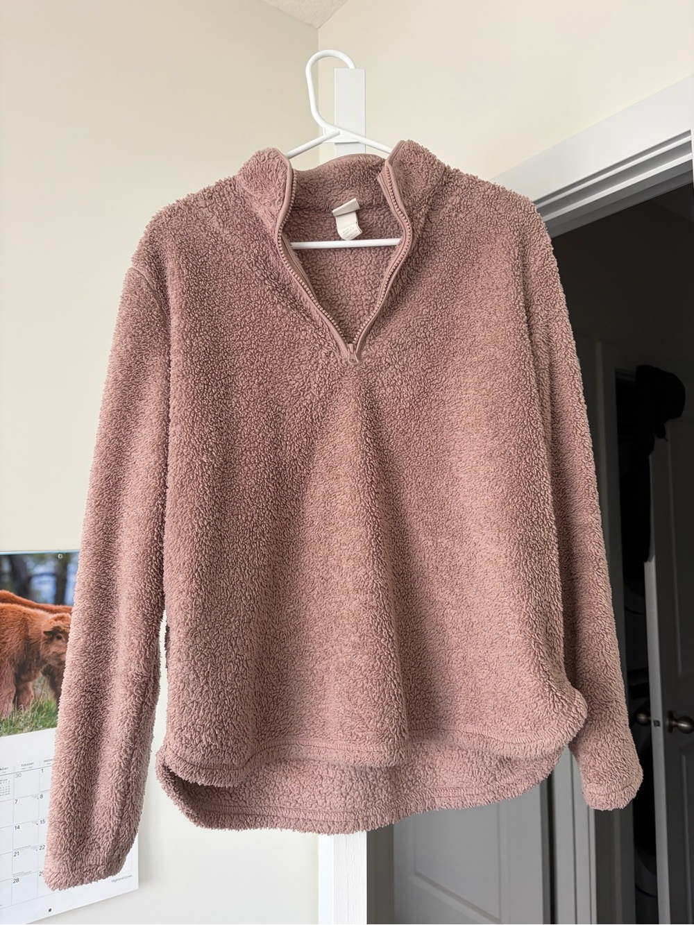 H&M Mauve Sherpa Half-Zip Turtleneck Pullover